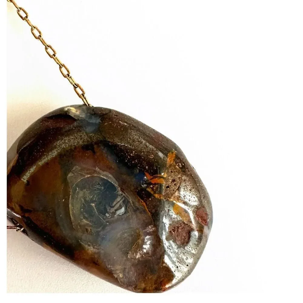 Gold filled boulder opal pendant necklace